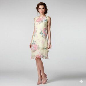 Vtg Y2K Asymmetrical Dress XS Floral Fairy Whimsical Pastel Coquette Romantic